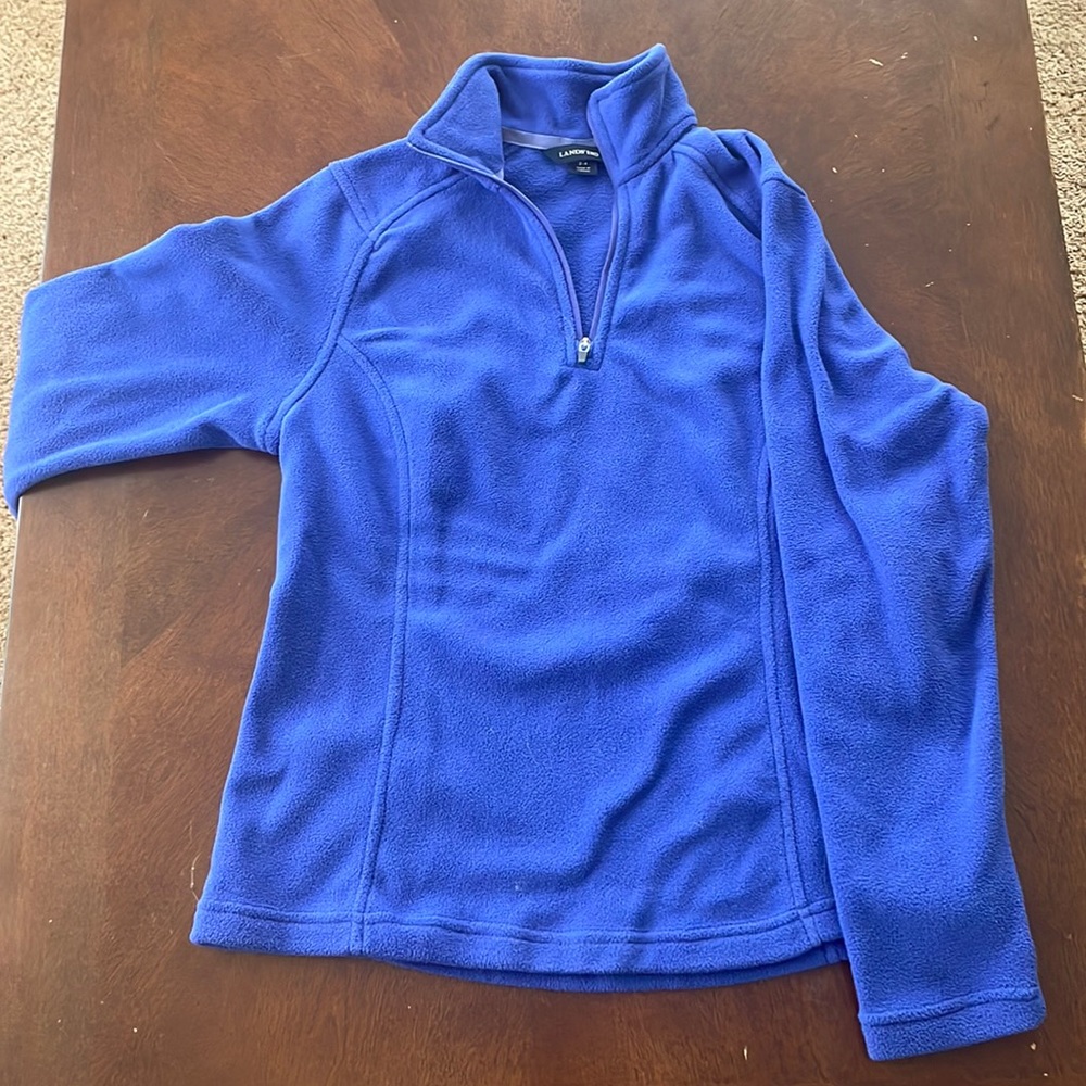 Lands End XS Petite fuzzy 1/4 length zip up